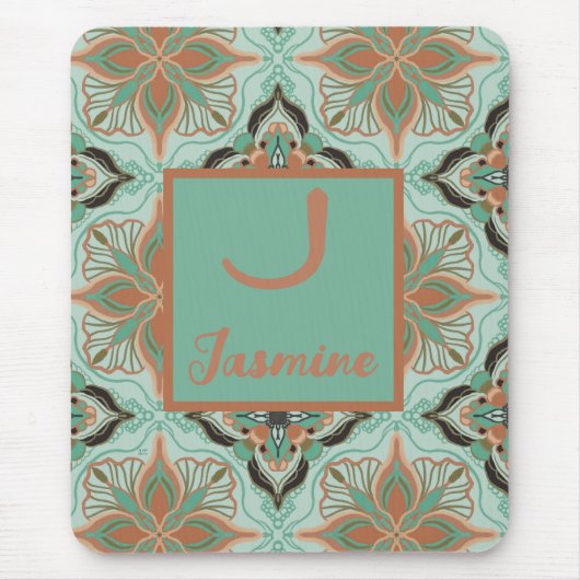 水彩モロッコヴィンテージフローラミント マウスパッド (正面)