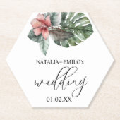 水彩モンスターリーフフローラ結婚ズ ペーパーコースター (正面)