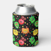 水彩モンスター：かわいいシームレスパターン 缶クーラー (缶正面)