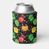 水彩モンスター：かわいいシームレスパターン 缶クーラー (缶裏面)