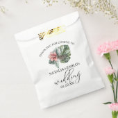 水彩モンステラ葉フローラ結婚ズサンキュー フェイバーバッグ (封をした状態)