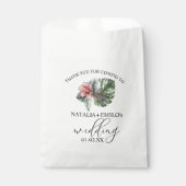 水彩モンステラ葉フローラ結婚ズサンキュー フェイバーバッグ (正面)