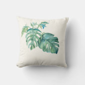 水彩モンステラ葉 クッション (正面)