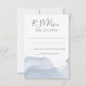 水彩モーションブルー結婚の反応 招待状 (正面)