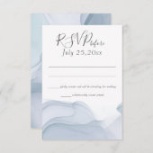 水彩モーションブルー結婚の反応 招待状 (正面/裏面)