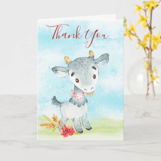 水彩ヤギ農場 カード (黄色い花)