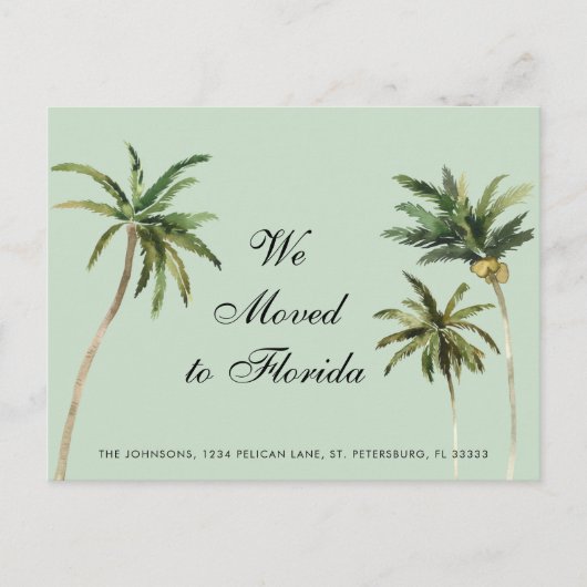 水彩ヤシの木が熱帯でフロリダに移動 案内ポストカード (正面)
