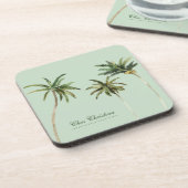 水彩ヤシの木トロピカルグパーソナライズされたリーン コースター (左側)