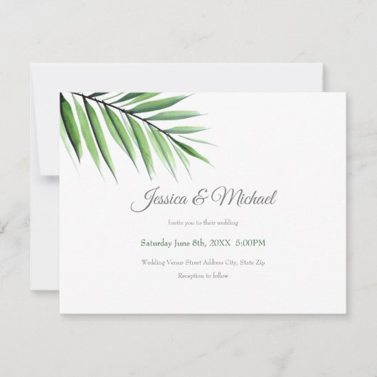 水彩ヤシ 招待状 (正面)