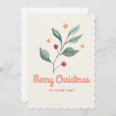 水彩ヤドリギのスタークリスマス シーズンカード (正面/裏面)