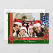 水彩ヤドリギの額縁クリスマス写真 シーズンポストカード (正面/裏面)