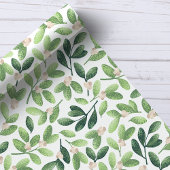 水彩ヤドリギエレガントグリーンフラワーハoliday ラッピングペーパー