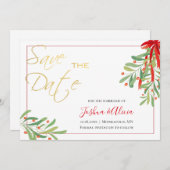 水彩ヤドリギ |休日結婚の セーブザデート (正面/裏面)