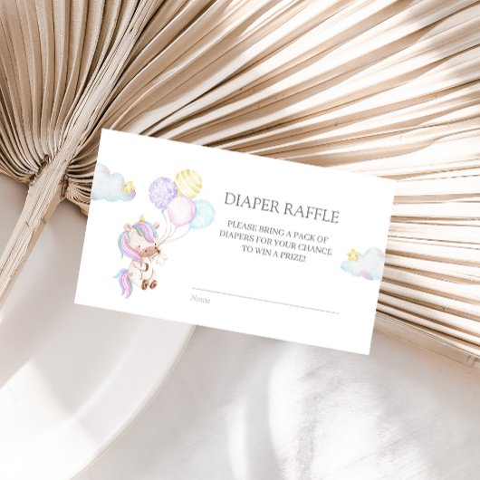水彩ユニコーンとバロンおむつラッフルE エンクロージャーカード