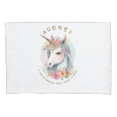 水彩ユニコーンとフローラリース 枕カバー (正面)