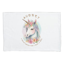 水彩ユニコーンとフローラリース 枕カバー