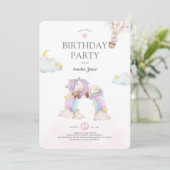 水彩ユニコーンとレインボーバースデーパーティー 招待状 (スタンド正面)