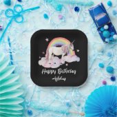 水彩ユニコーンとレインボーパーソナライズされた ペーパープレート (パーティー)