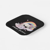 水彩ユニコーンとレインボーパーソナライズされた ペーパープレート (傾斜あり)