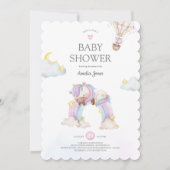 水彩ユニコーンとレインボーベビーシャワーInvite 招待状 (正面)