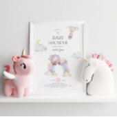 水彩ユニコーンとレインボーベビーシャワーInvite 招待状