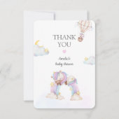 水彩ユニコーンと虹のベビーシャワー感謝 サンキューカード (正面)