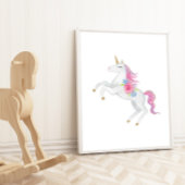 水彩ユニコーンの女の子の部屋の壁デカール ポスター