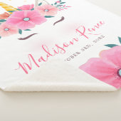 水彩ユニコーンの顔の花星の赤ちゃん シェルパブランケット (3/4)