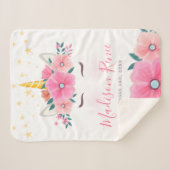 水彩ユニコーンの顔の花星の赤ちゃん シェルパブランケット (正面(横))