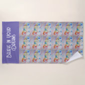 水彩ユニコーンアートパープルドリームスビーチタオル ビーチタオル (正面)