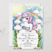 水彩ユニコーンカスタム赤ちゃんシャワー 招待状 (正面)