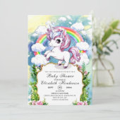 水彩ユニコーンカスタム赤ちゃんシャワー 招待状 (スタンド正面)