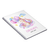 水彩ユニコーンカラフルノートブパーソナライズされたック ノートブック (右側)