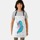 水彩ユニコーンカラフル星 – パーソナライズされた エプロン (インサイチュ)