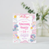 水彩ユニコーンキッド誕生日招待状 (スタンド正面)