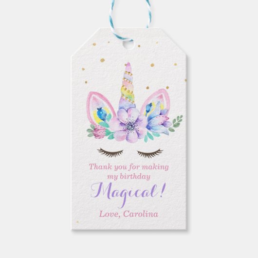 水彩ユニコーンギフトラベル ギフトタグ (正面)