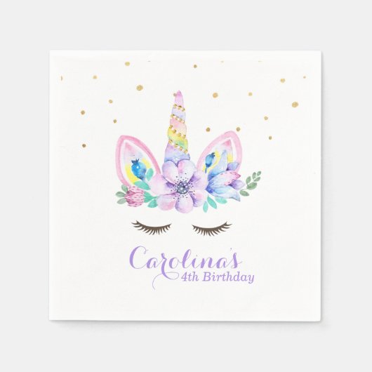 水彩ユニコーンナプキン スタンダードカクテルナプキン (正面)