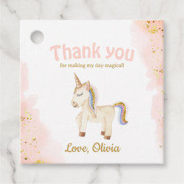 水彩ユニコーンパステル金ゴールドグリッター誕生日 フェイバータグ