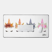 水彩ユニコーンパーソナライズされた季節 デスクマット (キーボード&マウス)