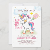 水彩ユニコーンピックルボール誕生日招待状 招待状 (正面)