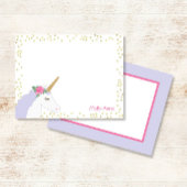 水彩ユニコーンピンクパープル金ゴールドグリッター ガーリー ノートカード