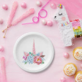 水彩ユニコーンフローラクラウン ペーパープレート (パーティー)