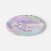 水彩ユニコーンマジカルデイガールズ誕生日 ペーパープレート (アングル)