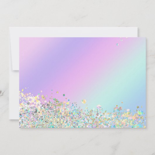 水彩ユニコーンマジカルデイガールズ誕生日 招待状 (裏面)