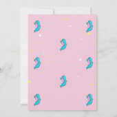 水彩ユニコーンレインボースターズハート誕生日 招待状 (裏面)