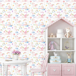 水彩ユニコーンレインボーパーソナライズされたガールネーム 壁紙