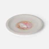 水彩ユニコーンレインボーパーティー ペーパープレート (アングル)