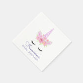 水彩ユニコーン花赤ちゃんシャワー スタンダードカクテルナプキン (角)