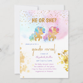 水彩ユニコーン虹の色ジェンダー表示 招待状