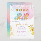 水彩ユニコーン虹の色ジェンダー表示 招待状 (正面/裏面)